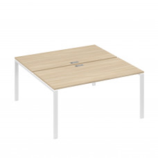 Рабочая станция опоры UNO столы 2х160 дуб скандинавский / металлокаркас белый А4 Б1 178 ДК