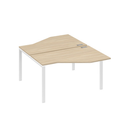 Рабочая станция (2х140) со столами Техно на каркасе UNO дуб скандинавский / металлокаркас белый А4 Б1 187 ДК