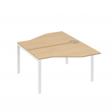 Рабочая станция (2х140) со столами Техно на каркасе UNO натуральный дуб / металлокаркас белый А4 Б1 187 НД