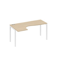 Стол на металлокаркасе DUE эргономичный левый "Классика" дуб скандинавский / металлокаркас белый А4 Б2 035 ДК