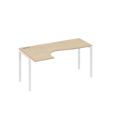 Стол на металлокаркасе DUE эргономичный левый "Классика" дуб скандинавский / металлокаркас белый А4 Б2 035 ДК