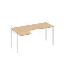Стол на металлокаркасе DUE эргономичный левый "Классика" натуральный дуб / металлокаркас белый А4 Б2 035 НД
