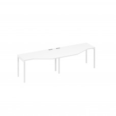 Рабочая станция столы Техно (2х140) эргономиные каркас DUE металл белый премиум / металлокаркас белый А4 Б2 053-2 БП