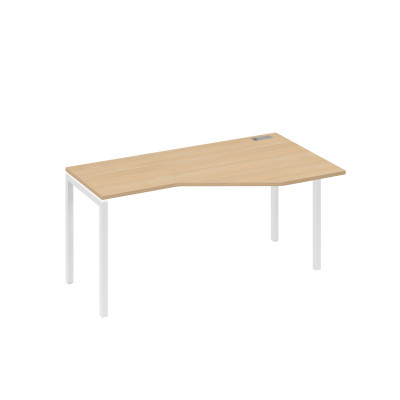 Стол "Техно" на каркасе DUE эргономичный правый натуральный дуб / металлокаркас белый А4 Б2 056 НД