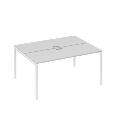Рабочая станция 2х160 на опорах DUE серый / металлокаркас белый А4 Б2 172 СЕ