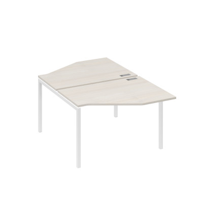 Рабочая станция каркас DUE (2х120) с эргономичными столами Техно дуб / металлокаркас белый А4 Б2 186 ДШ