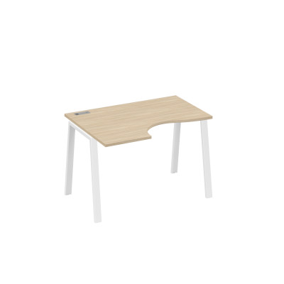 Стол "Классика" на металлокаркасе TRE левый эргономичный дуб скандинавский / металлокаркас белый А4 Б3 041 ДК