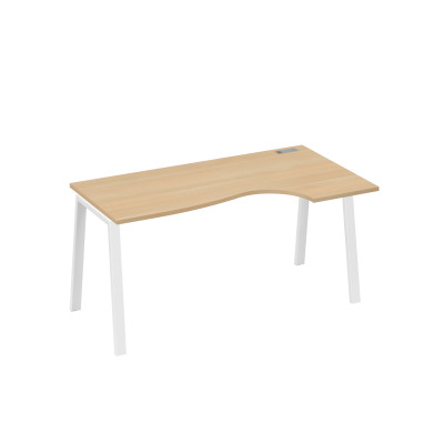 Стол эргономичный правый "Классика" на металлокаркасе TRE натуральный дуб / металлокаркас белый А4 Б3 046 НД
