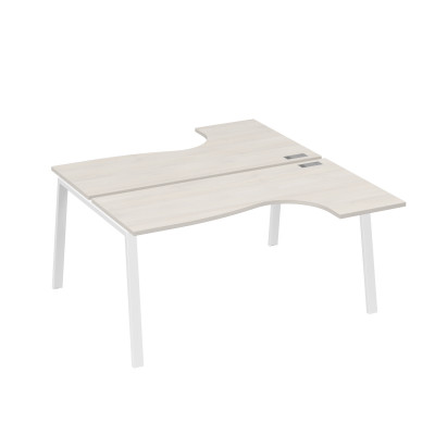 Рабочая станция на опорах TRE (2х160) столы Классика дуб / металлокаркас белый А4 Б3 182 ДШ