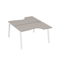 Рабочая станция столы (2х140) эргономичные Классика каркасTRE мокко премиум / металлокаркас белый А4 Б3 184 МП