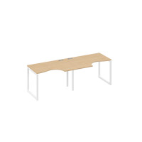 Рабочая станция столы Классика каркас QUATTRO (2х120) натуральный дуб / металлокаркас белый А4 Б4 041-2 НД