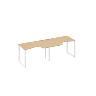 Рабочая станция столы Классика каркас QUATTRO (2х120) натуральный дуб / металлокаркас белый А4 Б4 041-2 НД