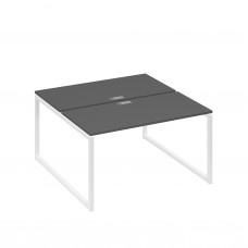 Рабочая станция 2х140 на опорах QUATTRO антрацит премиум / металлокаркас белый А4 Б4 174 АР