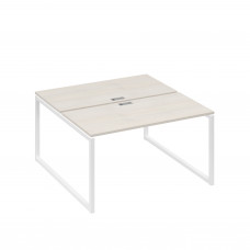 Рабочая станция 2х140 на опорах QUATTRO дуб / металлокаркас белый А4 Б4 174 ДШ