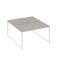 Рабочая станция QUATTRO (2х140) опоры металлокаркас мокко премиум / металлокаркас белый А4 Б4 177 МП