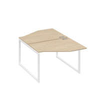 Станция каркас QUATTRO столы (2х120) эргономичные Техно дуб скандинавский / металлокаркас белый А4 Б4 186 ДК