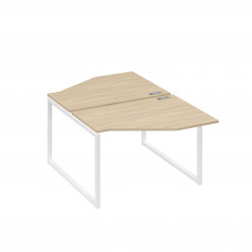 Станция каркас QUATTRO столы (2х120) эргономичные Техно дуб скандинавский / металлокаркас белый А4 Б4 186 ДК