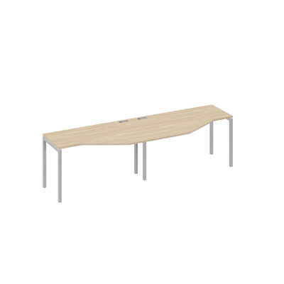 Рабочая станция столы Техно (2х140) эргономиные каркас DUE металл дуб скандинавский / металлокаркас серый А4 С2 053-2 ДК