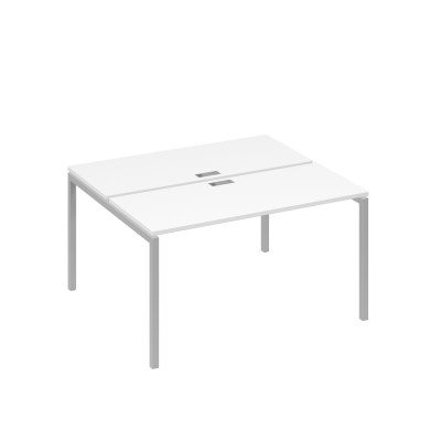 Рабочая станция на опорах DUE (2х140) белый премиум / металлокаркас серый А4 С2 171 БП