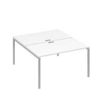 Рабочая станция 2х140 с металлокаркасом DUE белый премиум / металлокаркас серый А4 С2 177 БП