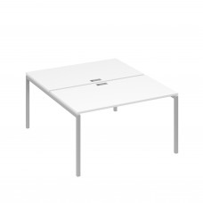 Рабочая станция 2х140 с металлокаркасом DUE белый премиум / металлокаркас серый А4 С2 177 БП