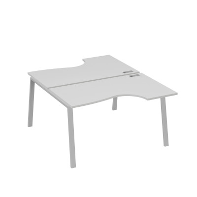 Рабочая станция столы (2х140) эргономичные Классика каркасTRE серый / металлокаркас серый А4 С3 184 СЕ
