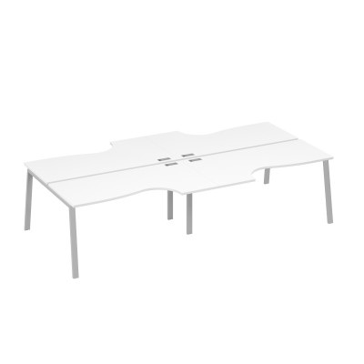 Рабочая станция столы Классика (4х160) опоры TRE белый премиум / металлокаркас серый А4 С3 185-2 БП