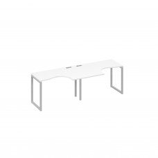 Рабочая станция столы Классика опоры QUATTRO (2х120) белый премиум / металлокаркас серый А4 С4 031-2 БП