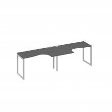 Станция столы 2х140 Классика эргономичные опоры QUATTRO антрацит премиум / металлокаркас серый А4 С4 033-2 АР