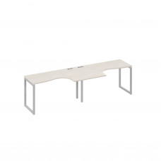 Станция столы 2х140 Классика эргономичные опоры QUATTRO дуб / металлокаркас серый А4 С4 033-2 ДШ