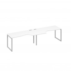 Рабочая станция (2х160) опоры QUATTRO столы Классика белый премиум / металлокаркас серый А4 С4 045-2 БП