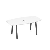 Стол 180 на опорах TRE для переговоров белый премиум / металлокаркас антрацит А4 А3 112 БП