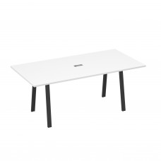 Стол 200 переговорный на металлокаркасе TRE белый премиум / металлокаркас антрацит А4 А3 123 БП