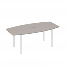 Стол 200x100 для переговоров фигурный на опорах UNO мокко премиум / металлокаркас белый А4 Б1 113 МП