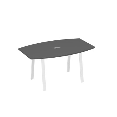 Стол 160 переговорный на ножках TRE антрацит премиум / металлокаркас белый А4 Б3 111 АР