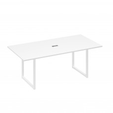 Стол 200 с металлокаркасом QUATTRO для переговоров белый премиум / металлокаркас белый А4 Б4 123 БП