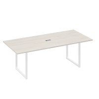 Стол 220 переговорный с металлокаркасом QUATTRO дуб / металлокаркас белый А4 Б4 124 ДШ