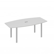 Стол 200x100 для переговоров фигурный на опорах UNO серый / металлокаркас серый А4 С1 113 СЕ