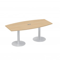 Стол 200x100 на колоннах фигурный для переговоров натуральный дуб А4 ХР 113 НД