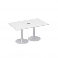Стол 160 для переговоров на опорах-колоннах белый премиум А4 ХР 121 БП