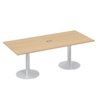 Стол для переговоров 220 на колоннах с дисками натуральный дуб А4 ХР 124 НД