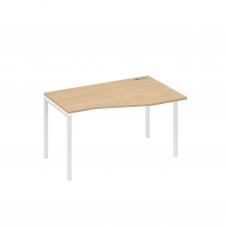 Стол на металлокаркасе DUE правый "Техно" эргономичный натуральный дуб / металлокаркас белый А4 Б2 064 НД