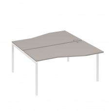 Станция со столами Техно эргономичными (2х160) каркас DUE мокко премиум / металлокаркас белый А4 Б2 191 МП