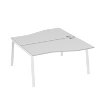 Рабочая станция (2х160) столы Техно на опорах TRE серый / металлокаркас белый А4 Б3 191 СЕ