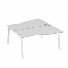 Рабочая станция (2х160) столы Техно на опорах TRE серый / металлокаркас белый А4 Б3 191 СЕ