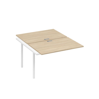 Секция стола рабочей станции на металлокаркасе DUE (2х120) дуб скандинавский / металлокаркас белый А4 Б2 176-1 ДК