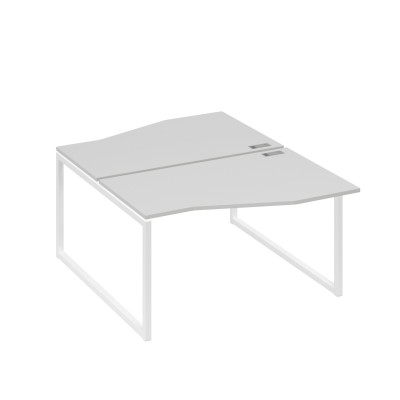 Рабочая станция столы (2х140) Техно каркас QUATTRO серый / металлокаркас белый А4 Б4 190 СЕ