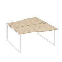 Станция каркас QUATTRO столы 2х160 Техно эргономичные дуб скандинавский / металлокаркас белый А4 Б4 191 ДК