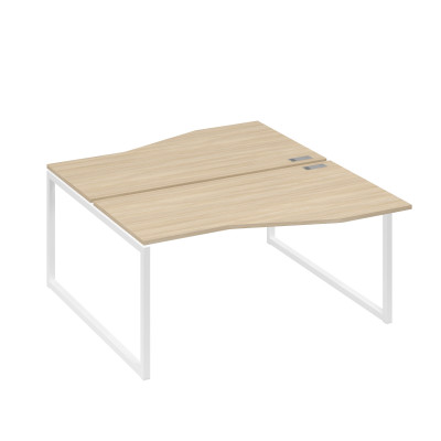Станция каркас QUATTRO столы 2х160 Техно эргономичные дуб скандинавский / металлокаркас белый А4 Б4 191 ДК