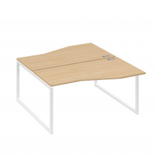 Станция каркас QUATTRO столы 2х160 Техно эргономичные натуральный дуб / металлокаркас белый А4 Б4 191 НД